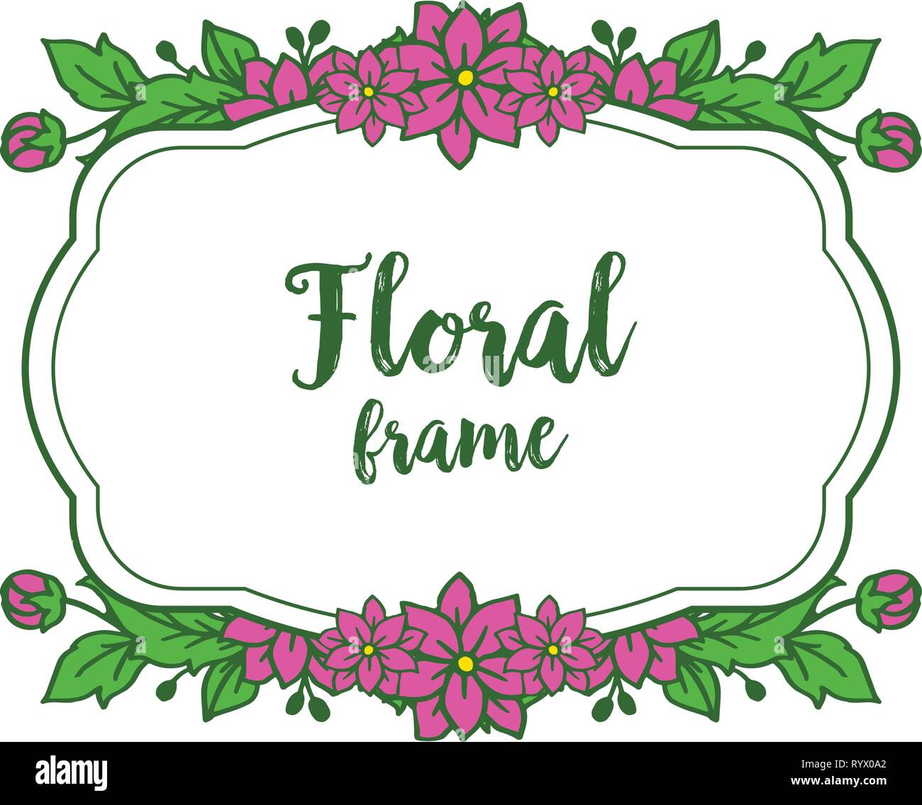 Vector illustration purple floral frame with invitation card hand drawn ...