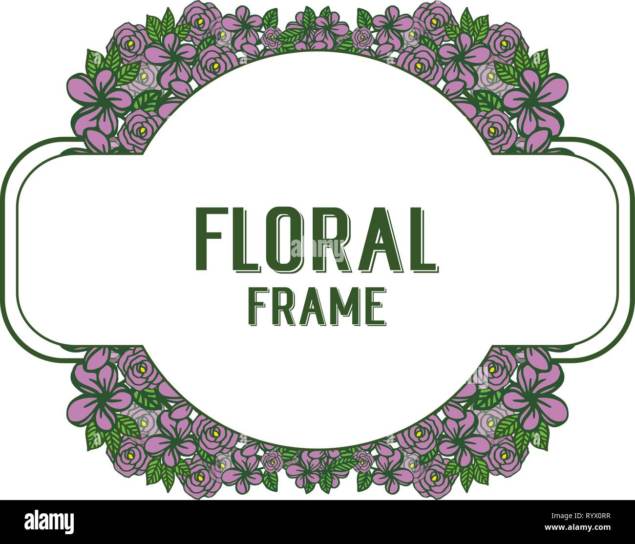 Vector illustration template of greeting card with deep purple floral ...