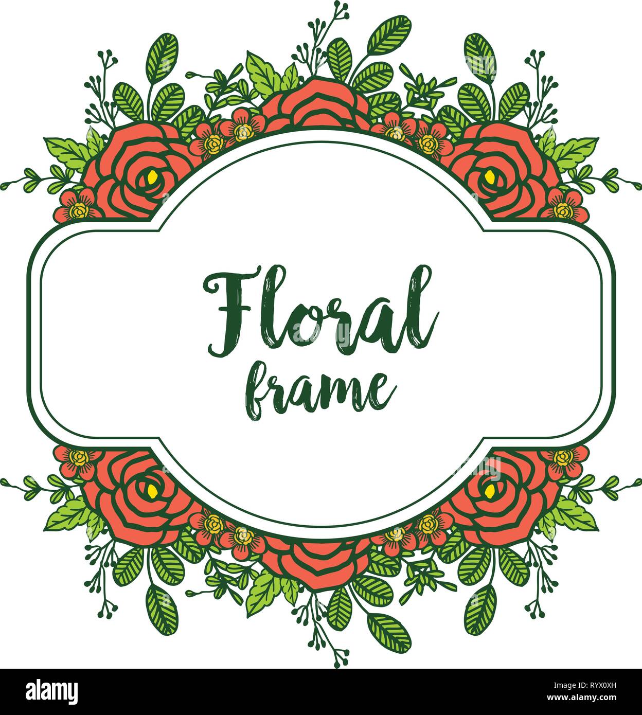 Vector illustration floral frame with colorful flower hand drawn Stock ...