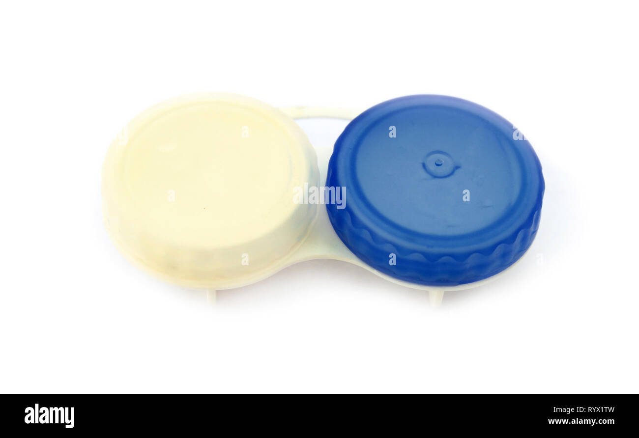 Plastic container for the storage of ophthalmic lenses in saline Stock Photo