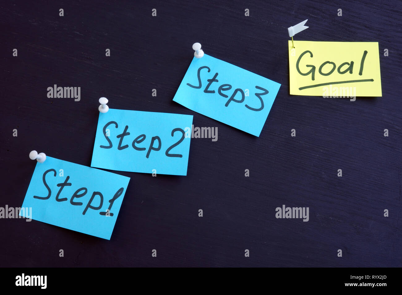 Set and reach goal. Planning with steps concept Stock Photo Alamy