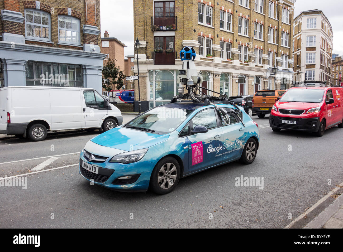 Google Street View car and 360 degree camera in south east London, UK Stock Photo