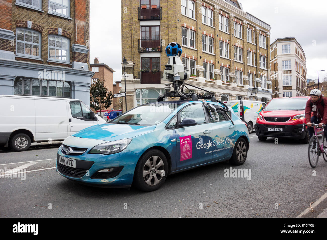 Google Street View car and 360-degree camera in south east London, England, U.K. Stock Photo