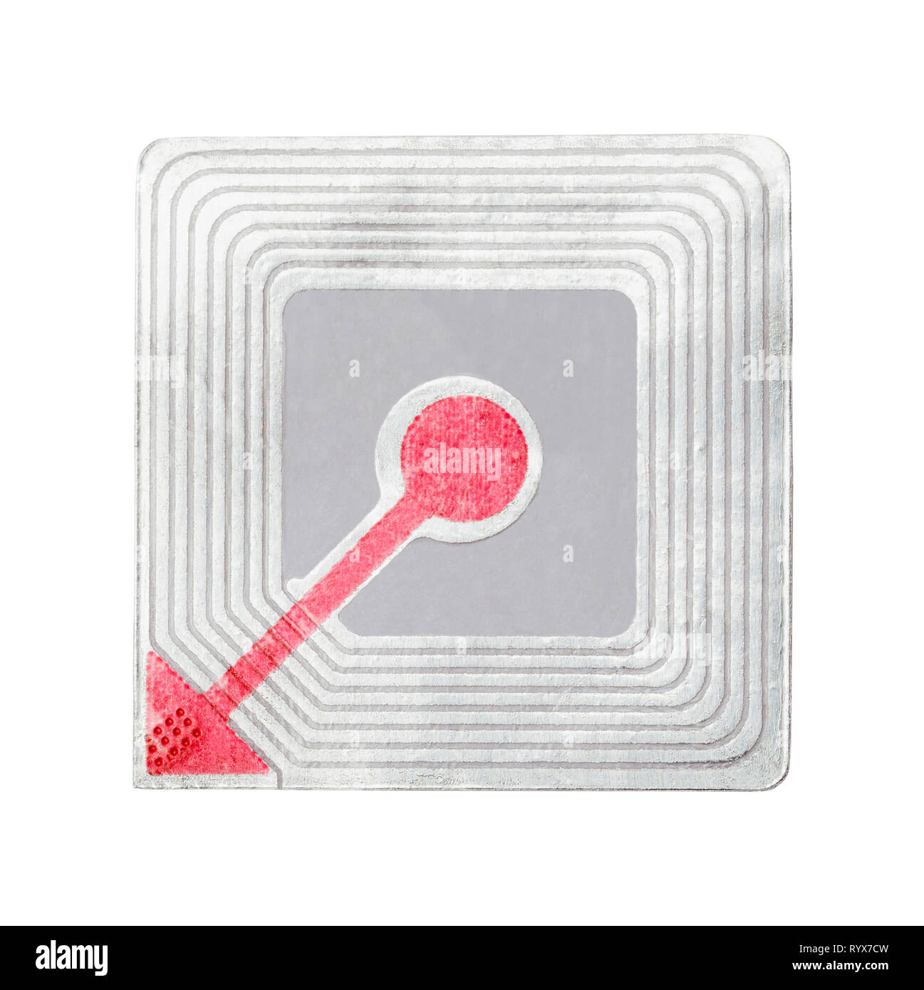 Square Security Tag Isolated on White Background. Stock Photo