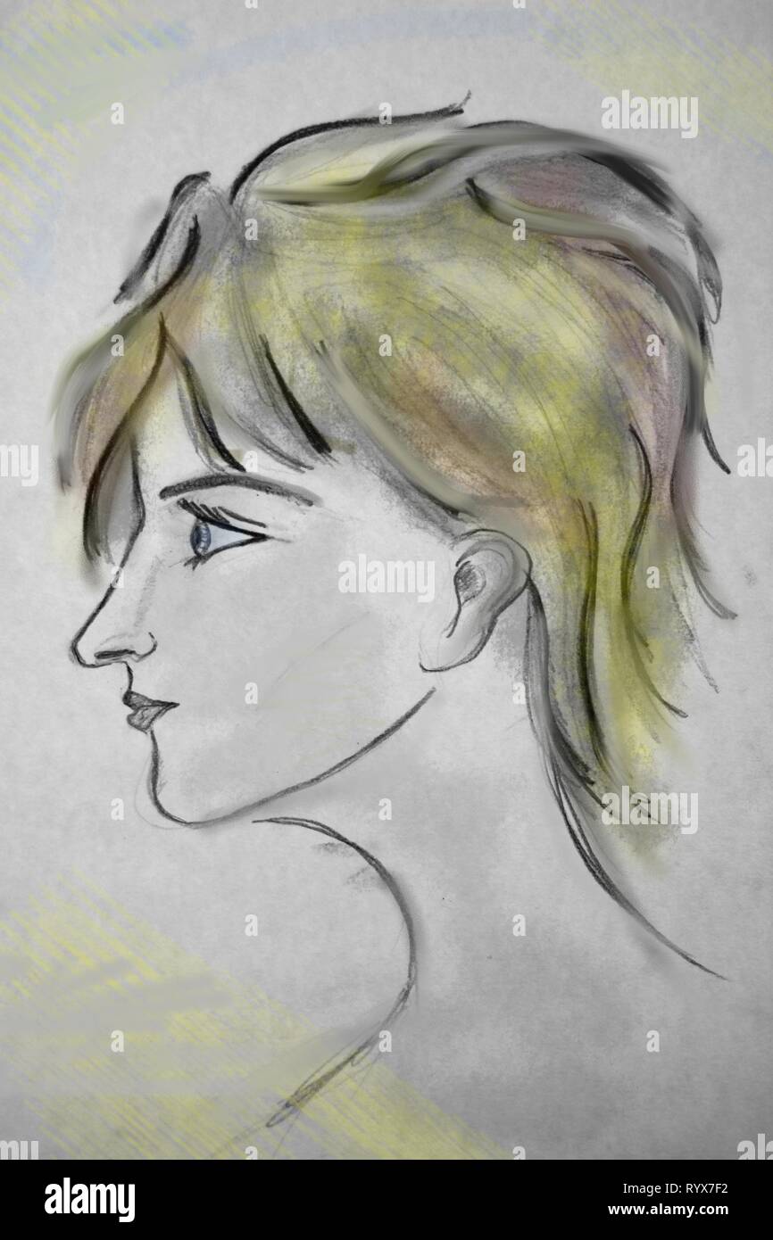 Profile drawing girl How to