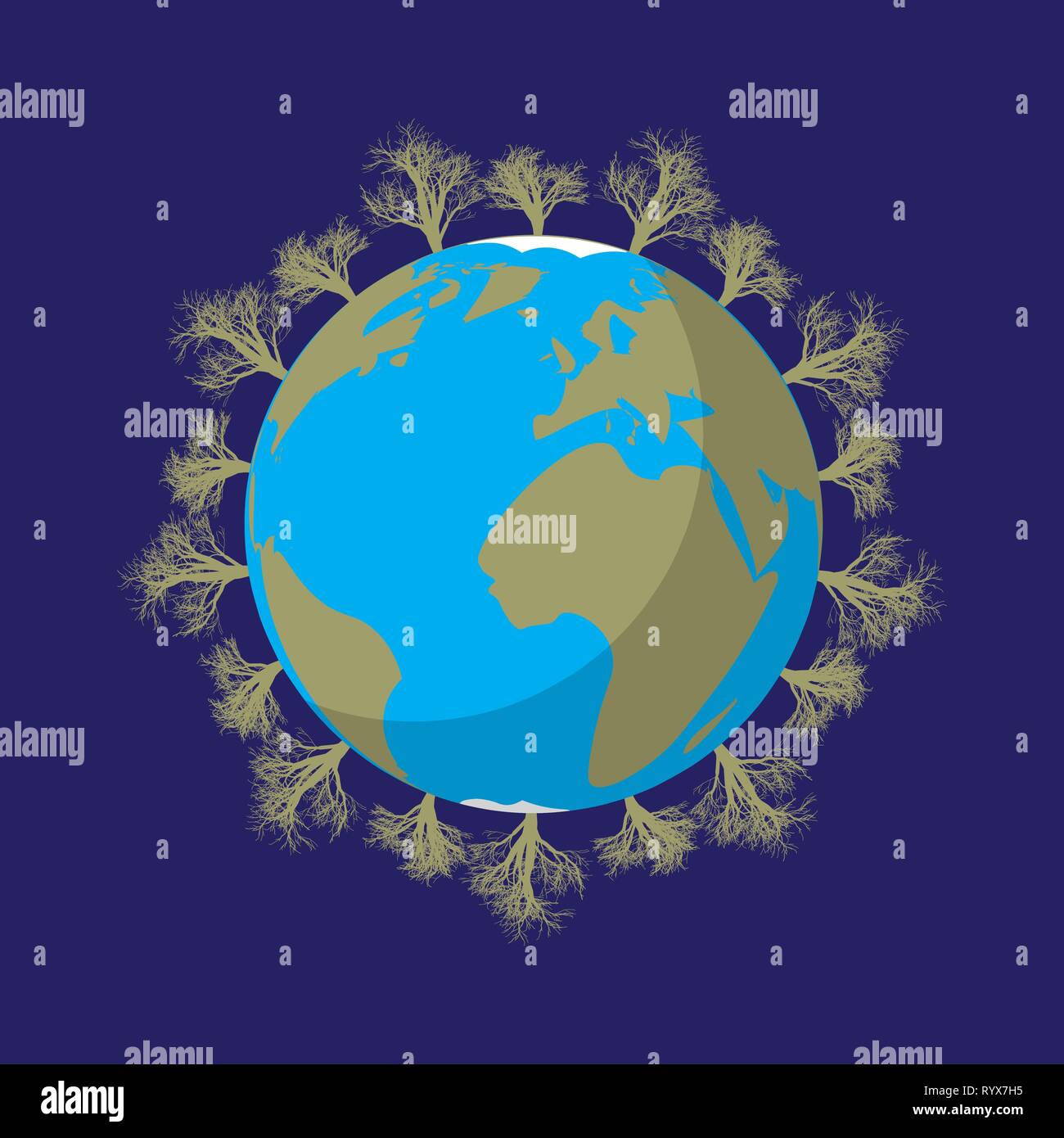 Earth day with world and green tree background 10 eps Stock Vector ...