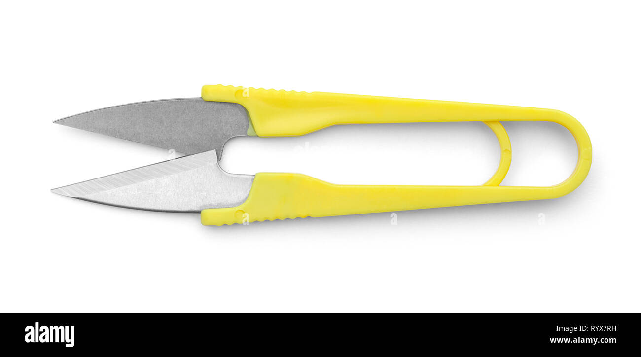 Small Scissors For Sewing Kit, White Background. Stock Photo
