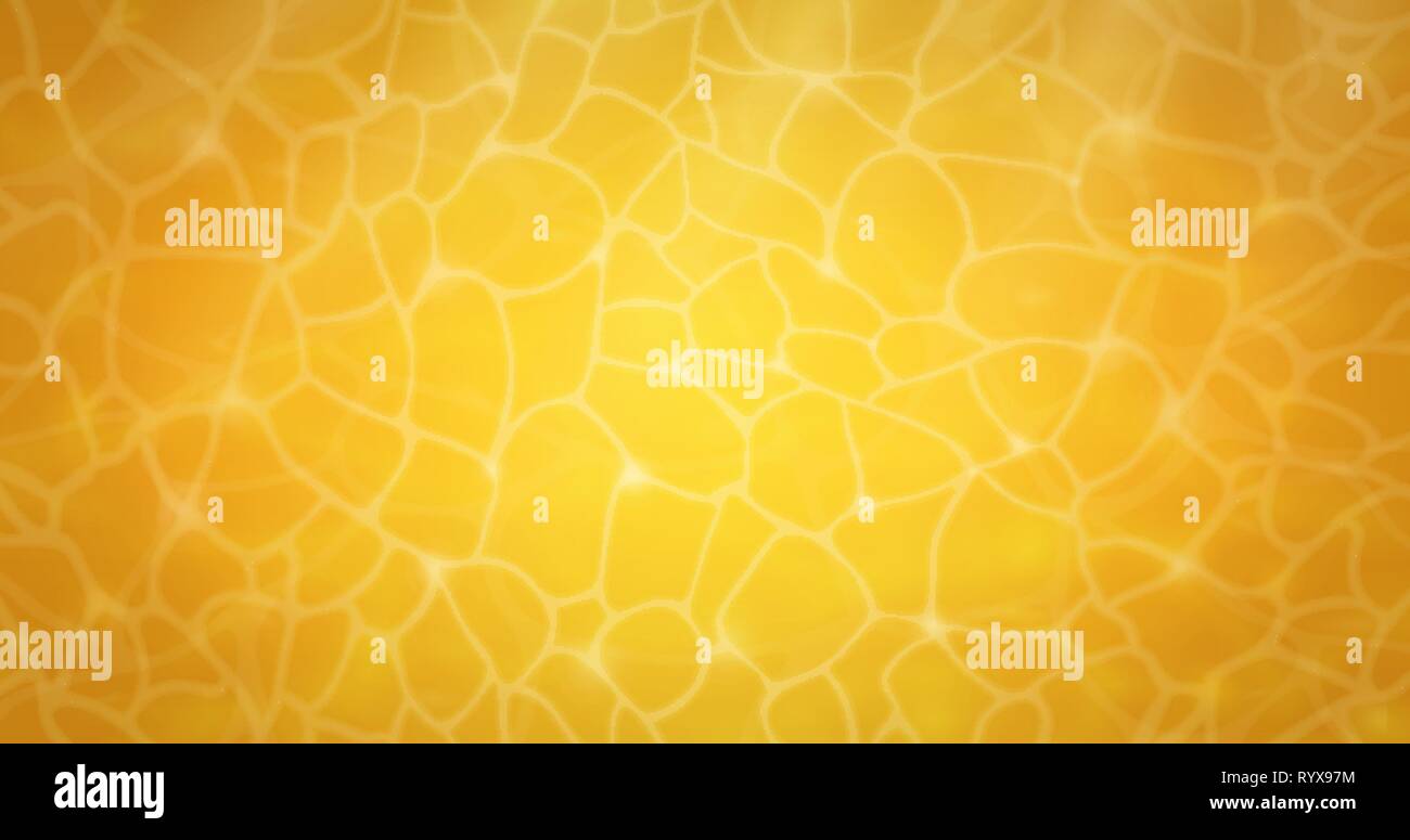 Yellow background. Surface Golden yellow liquid. Waves, flares. Detailed and realistic illustration. Overhead view. Texture. Vector nature background Stock Vector