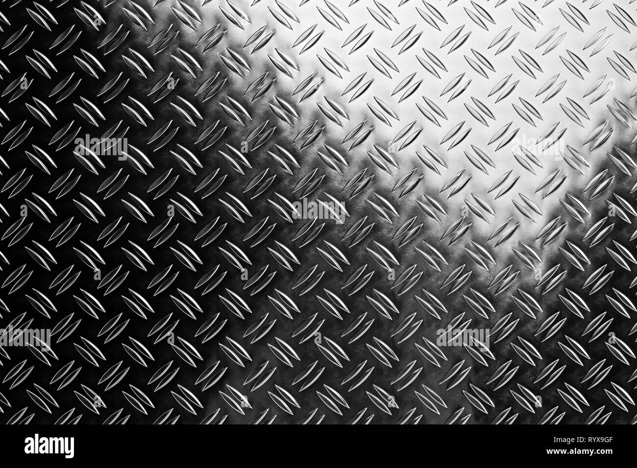 shiny polished aluminum new diamond plate metal texture background empty with copy space design pattern background Stock Photo