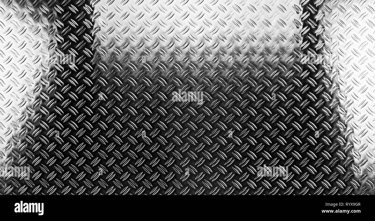 shiny polished aluminum new diamond plate metal texture background empty with copy space design pattern background Stock Photo