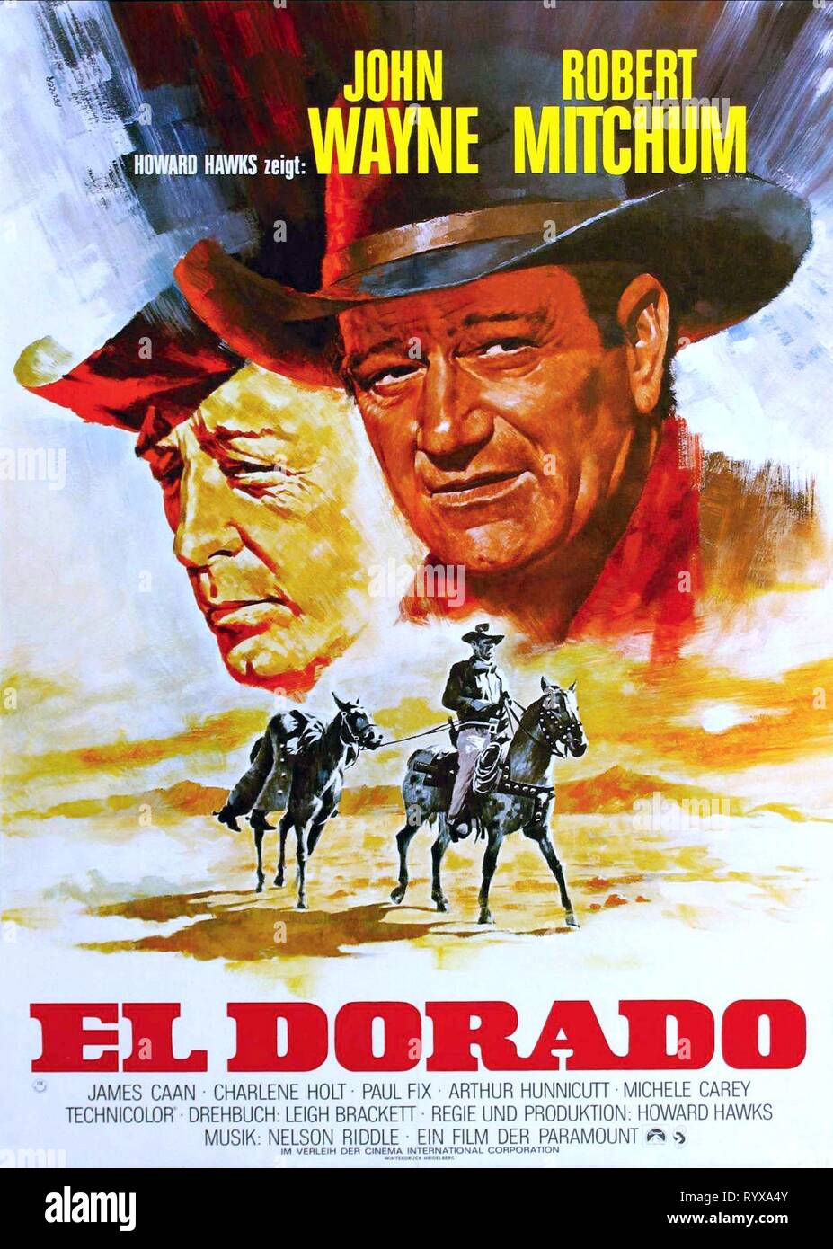 ROBERT MITCHUM, JOHN WAYNE POSTER, EL DORADO, 1966 Stock Photo