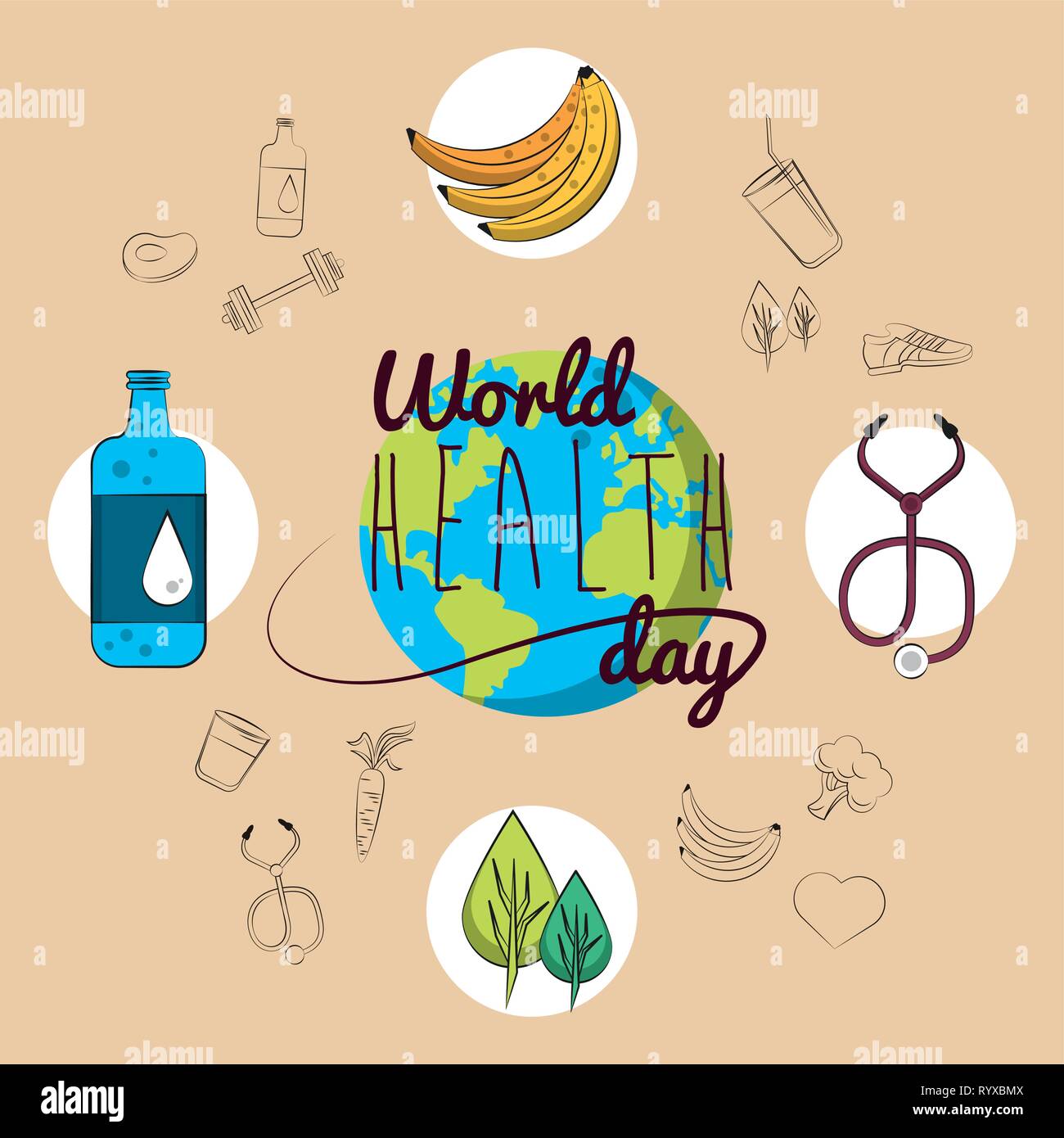 World healthy day card Stock Vector