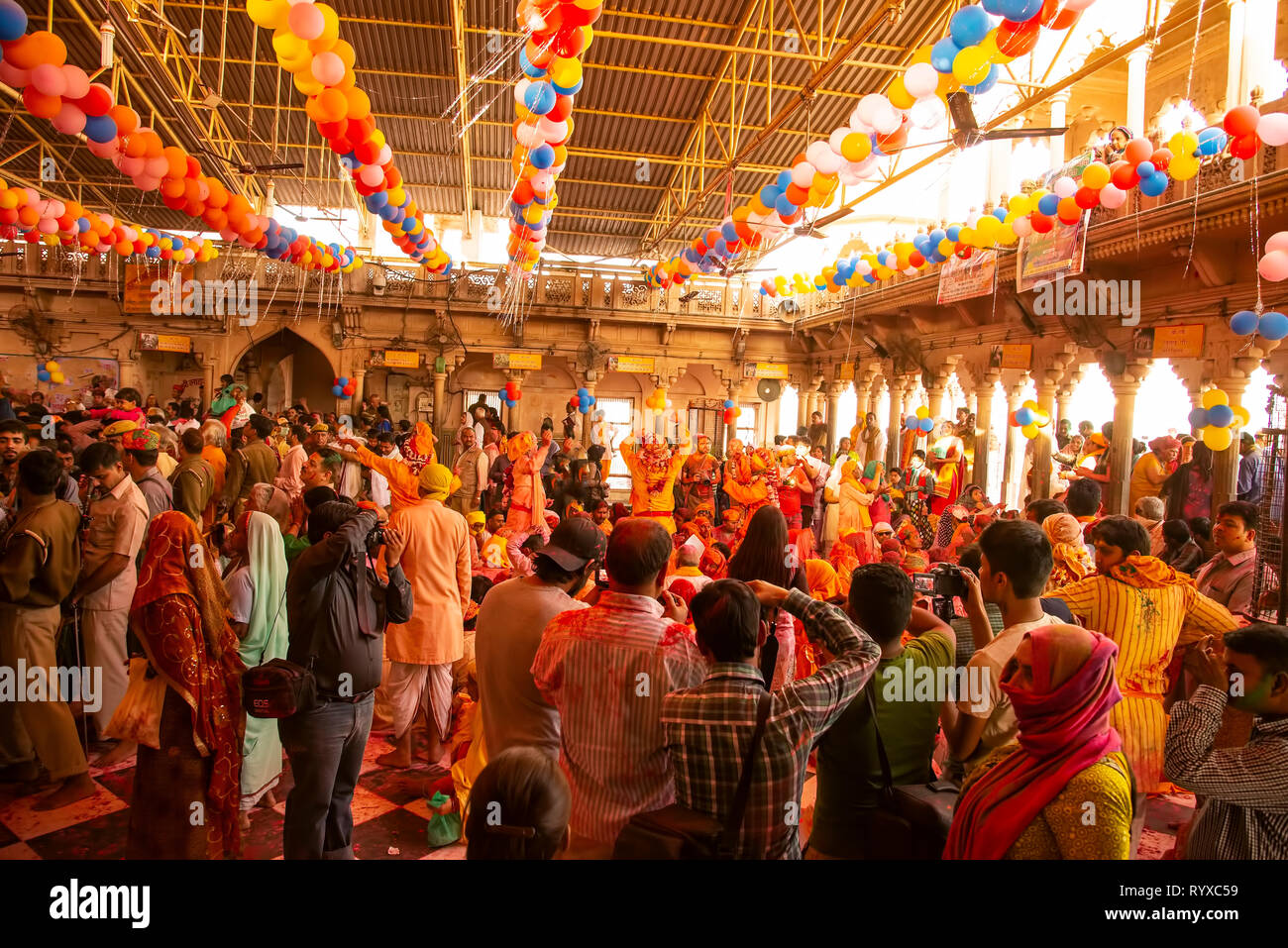 Holi,celebration,Radhari,Temple,Barsana,Mathura, U.P,India, Stock Photo
