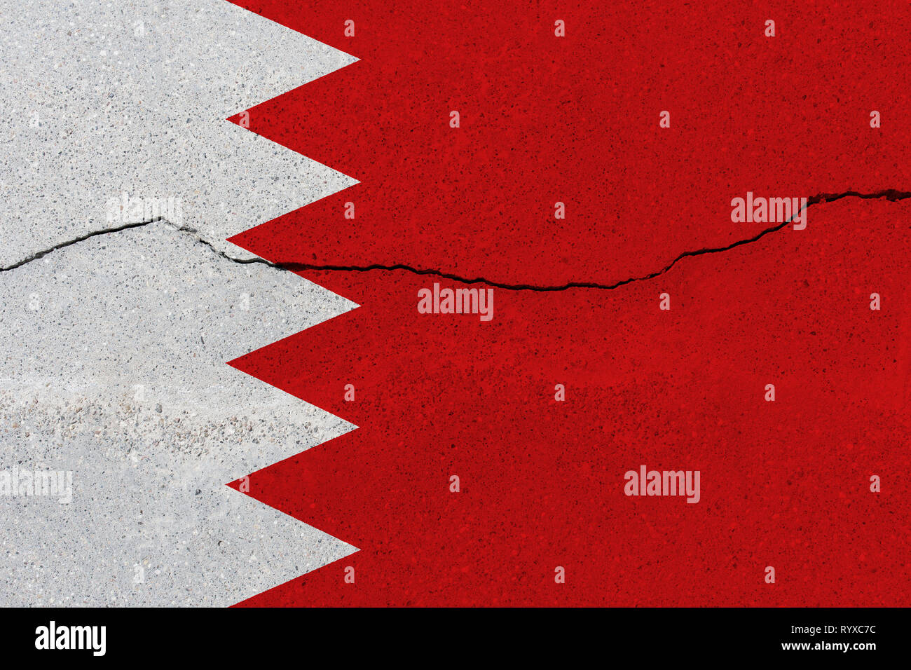 Bahrain flag on concrete wall with crack. Patriotic grunge background ...