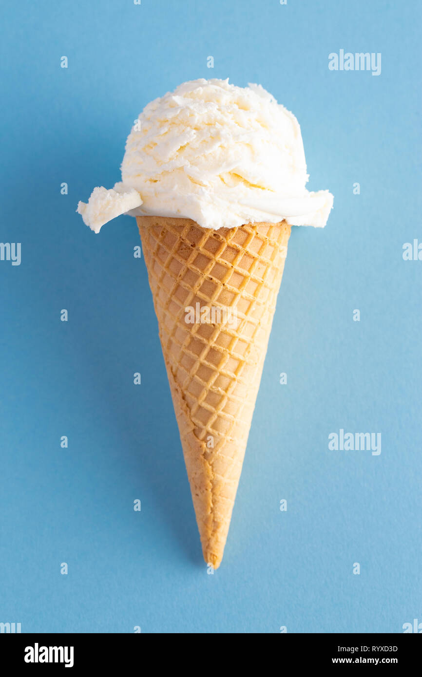 A Scoop of Vanilla Ice Cream in a Waffle Cone Stock Photo - Alamy