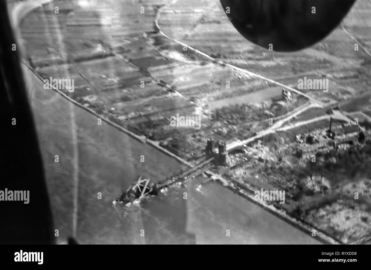 Personal photographs and memorabilia of fighting Americans during the Second World War. B-17 Flying Fortress bomber aerial damage assessment photography. Stock Photo