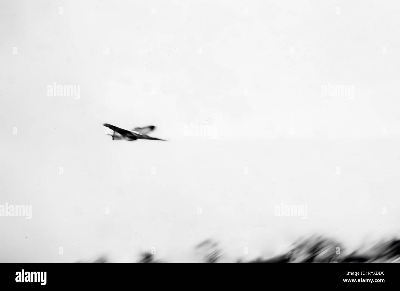 Personal photographs and memorabilia of fighting Americans during the Second World War. P-51 Mustang fighter in flight. Stock Photo