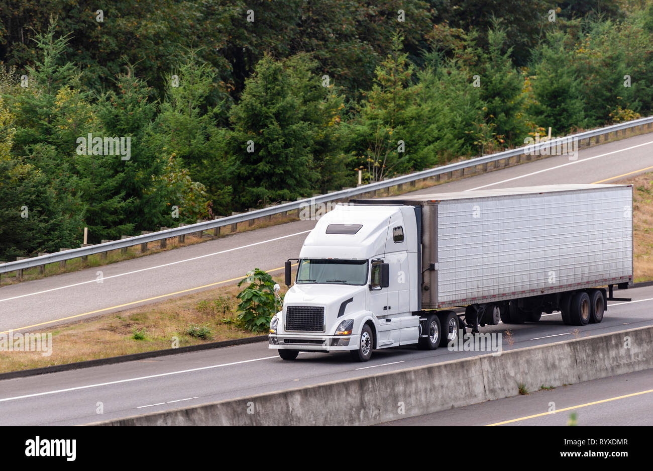 Big rig long haul popular white comfortable semi truck