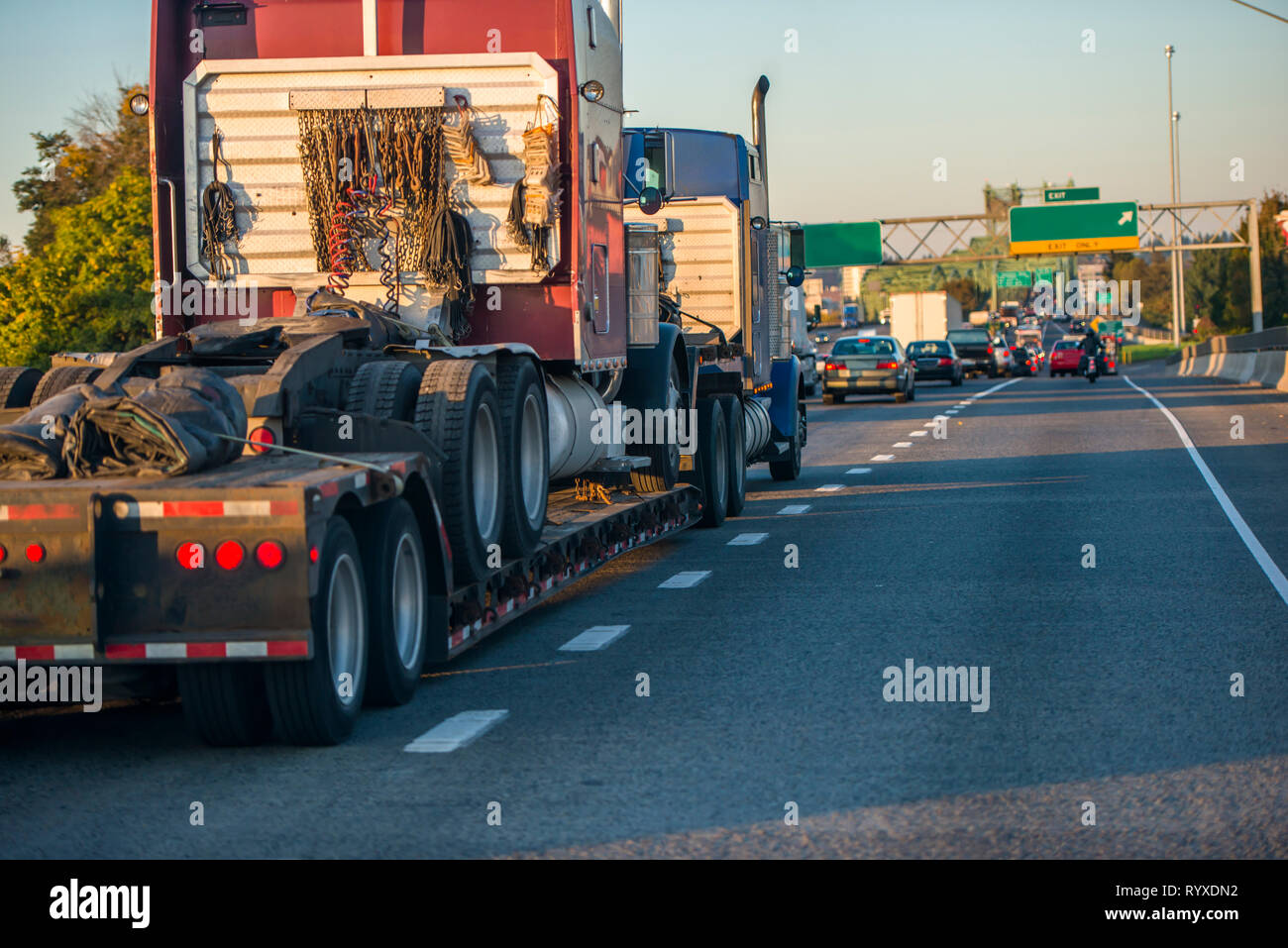 Powerful American big rig popular professional long haul classic semi ...