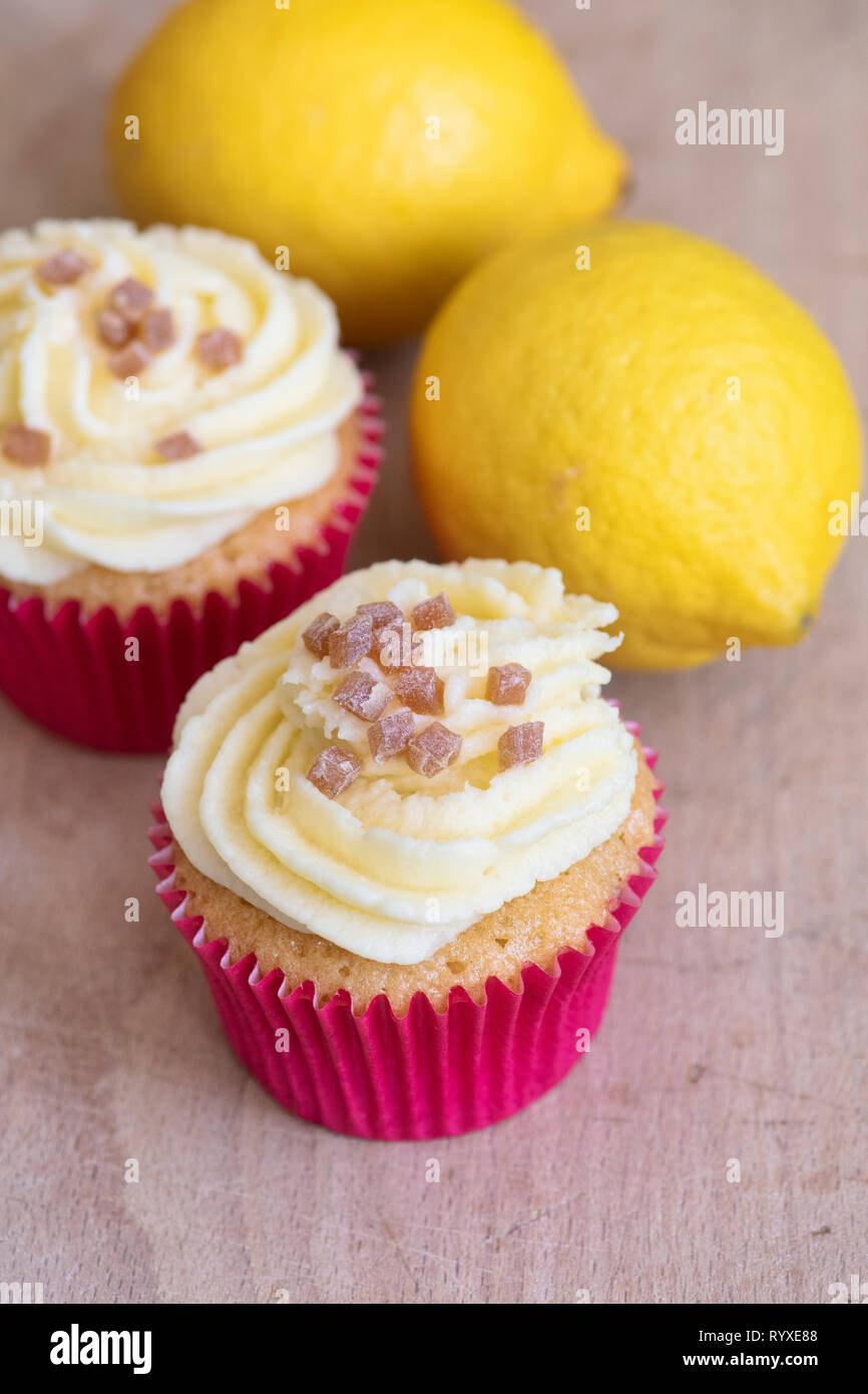 Homemade Lemon cupcakes Stock Photo