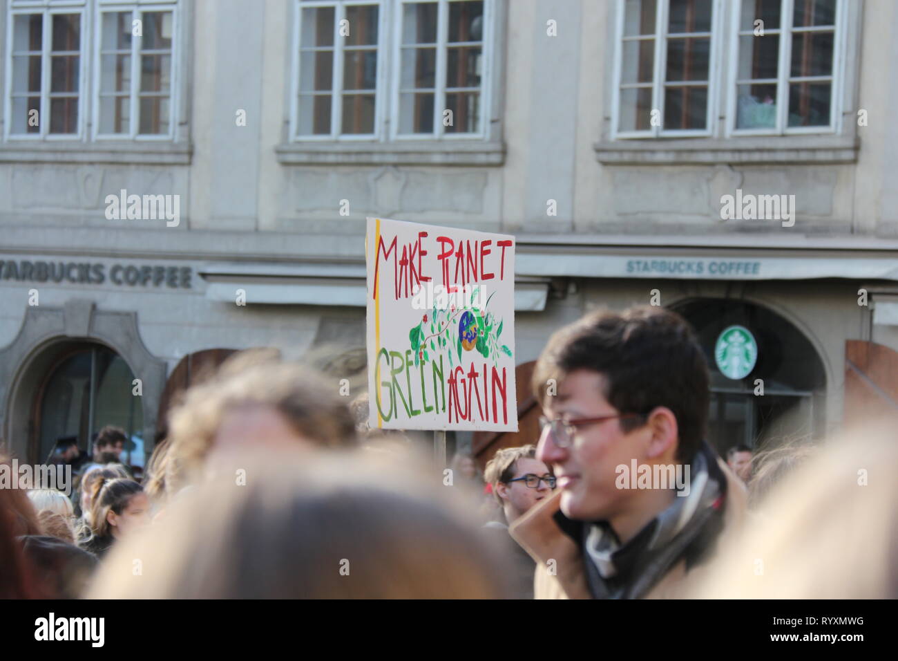 Prague, Czech Republic. 15th Mar, 2019. People join the global "Fridays for Future" initiative in Prague, capital of the Czech Republic, on March 15, 2019. Hundreds of students gathered here on Friday to join the global "Fridays for Future" initiative, calling on politicians to tackle the effects of climate change. Credit: Dana Kesnerova/Xinhua/Alamy Live News Stock Photo