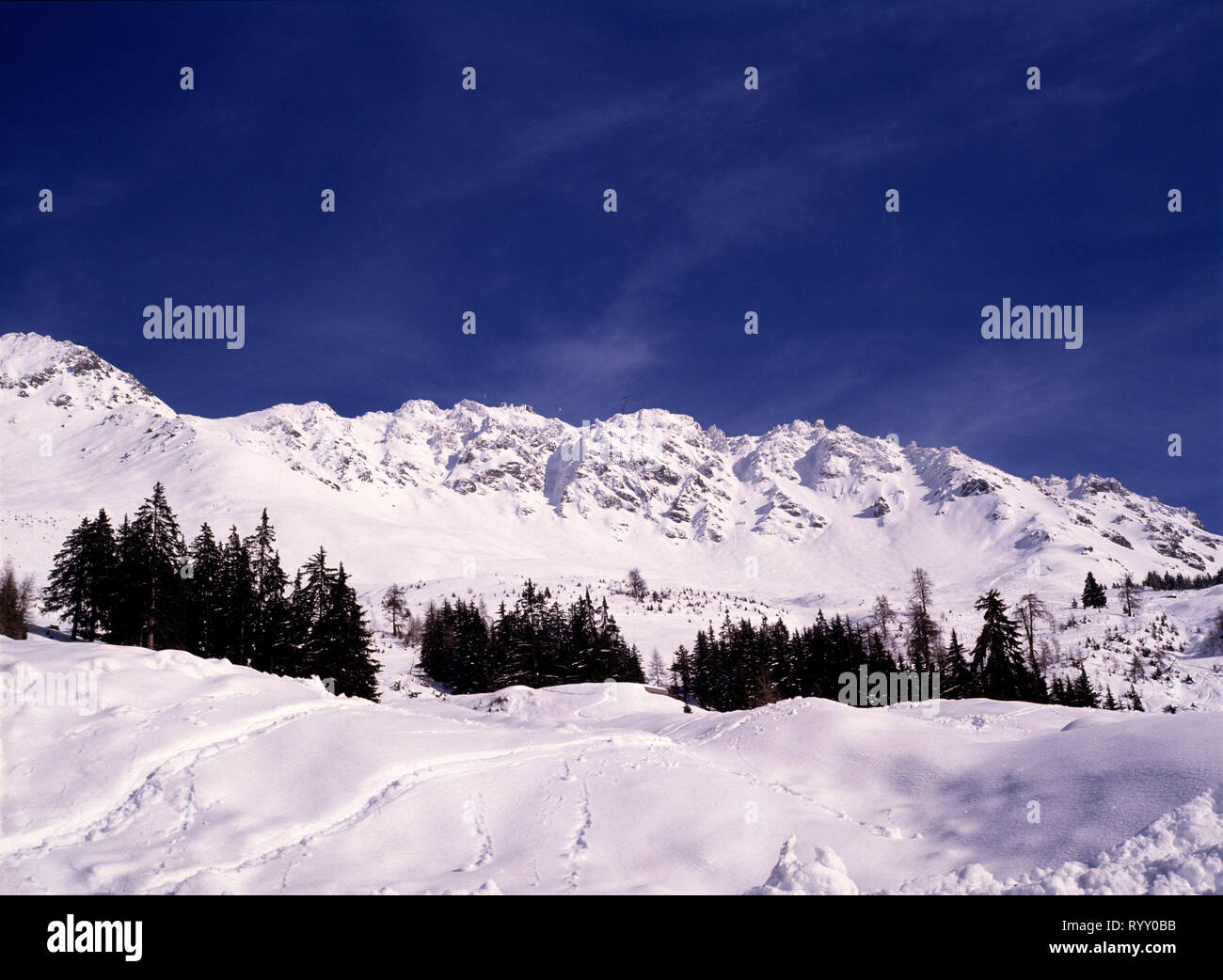 Switzerland. Valais Canton. Verbier. Snow covered mountains. Stock Photo