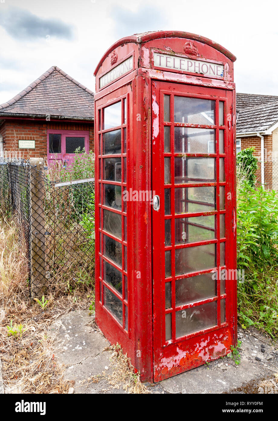 Red phone box in a small village in North Lincolnshire Stock Photo Alamy