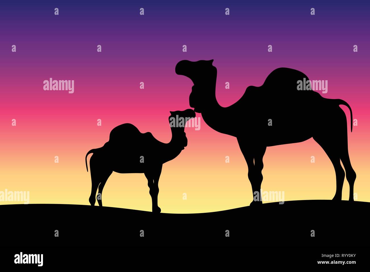Mother and baby camel Stock Vector