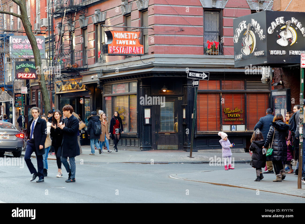 MacDougal St and Minetta Lane in Greenwich Village neighborhood of ...