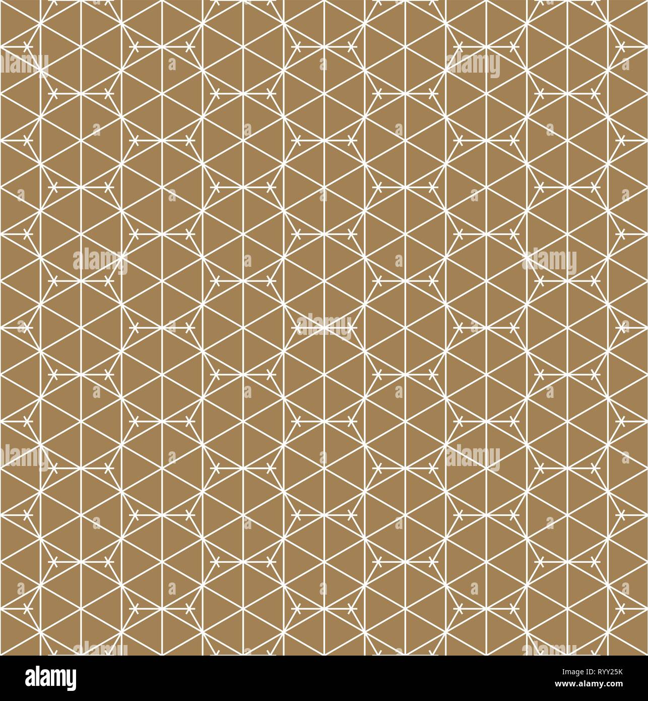 Seamless pattern based on Japanese ornament Kumiko.Gold background