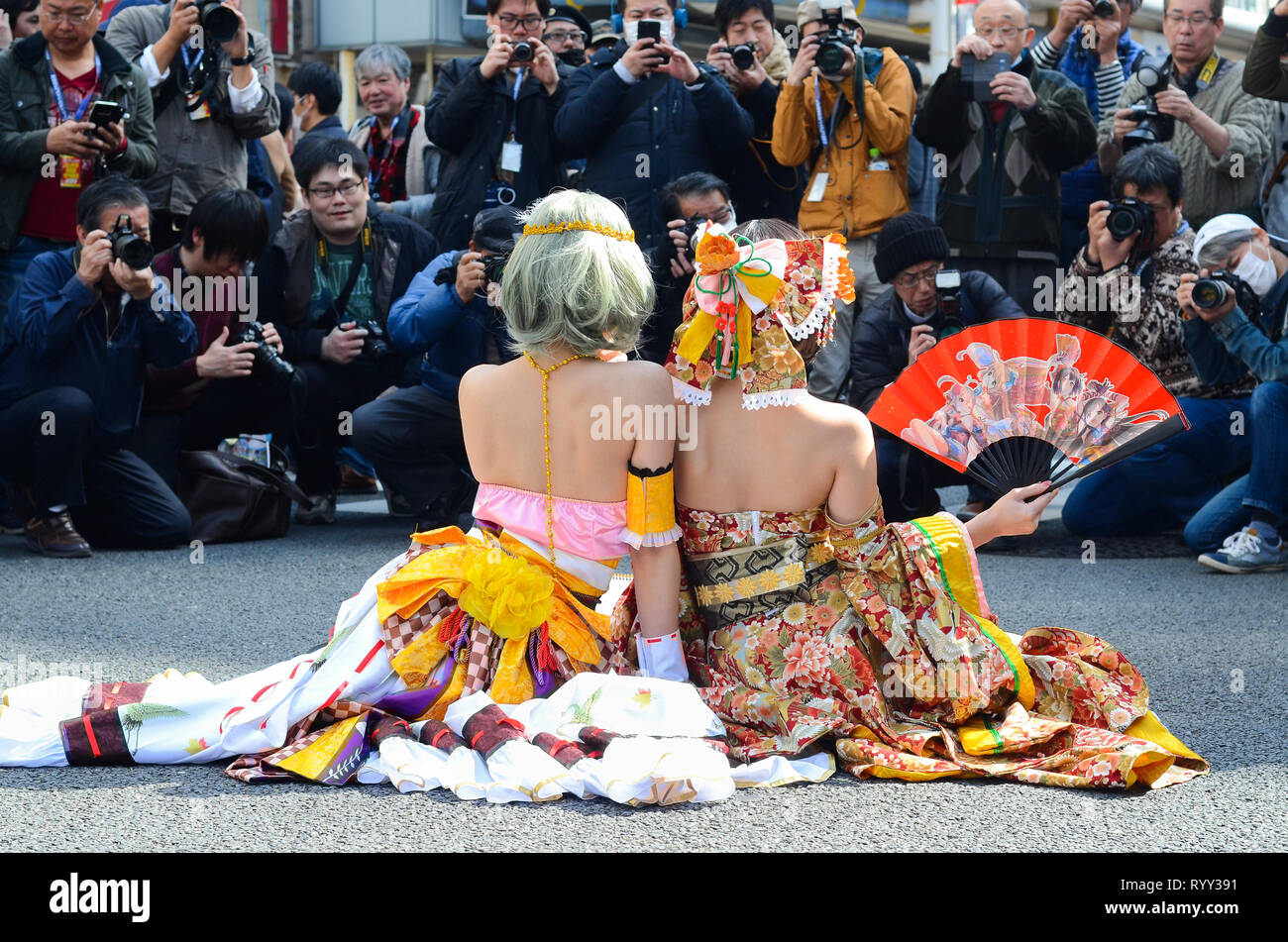 Cosplayers at an event in Osaka, Japan, in March 2019. Stock Photo