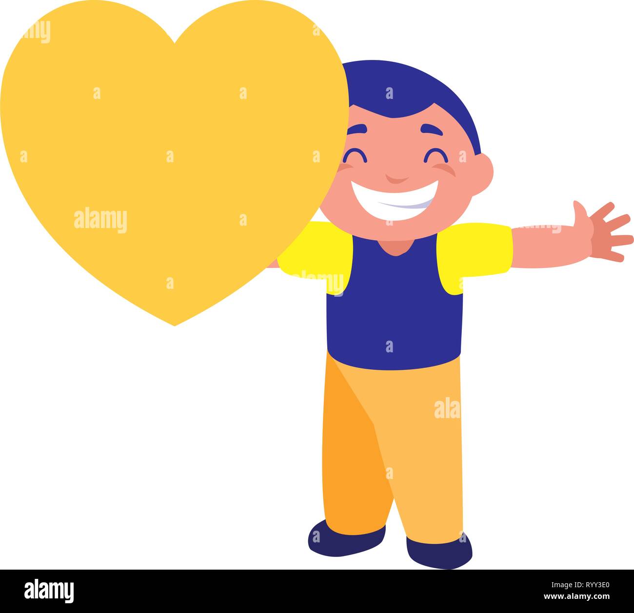 smiling boy holding heart love vector illustration Stock Vector Image ...