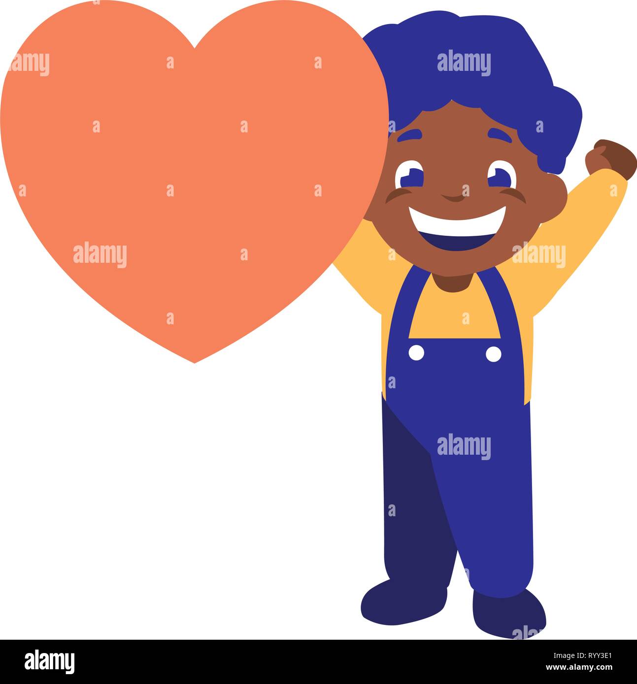 smiling boy holding heart love vector illustration Stock Vector Image ...