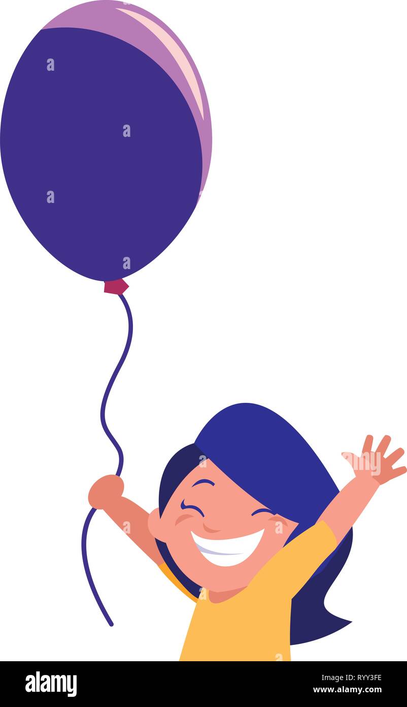 happy girl holding balloon white background vector illustration Stock