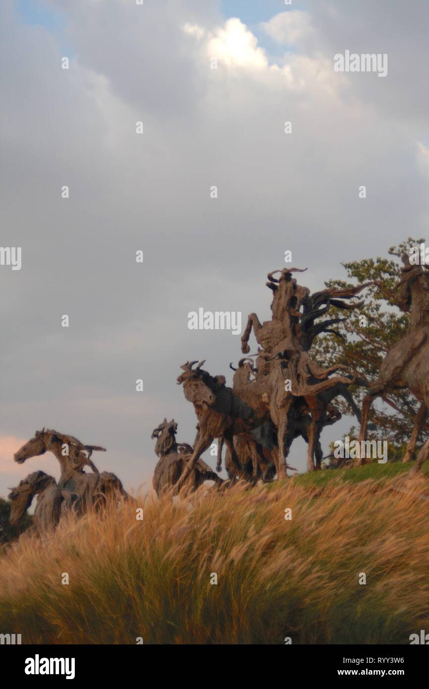 'La Estampida' stampeding horses sculpture that symbolizes freedom. Stock Photo