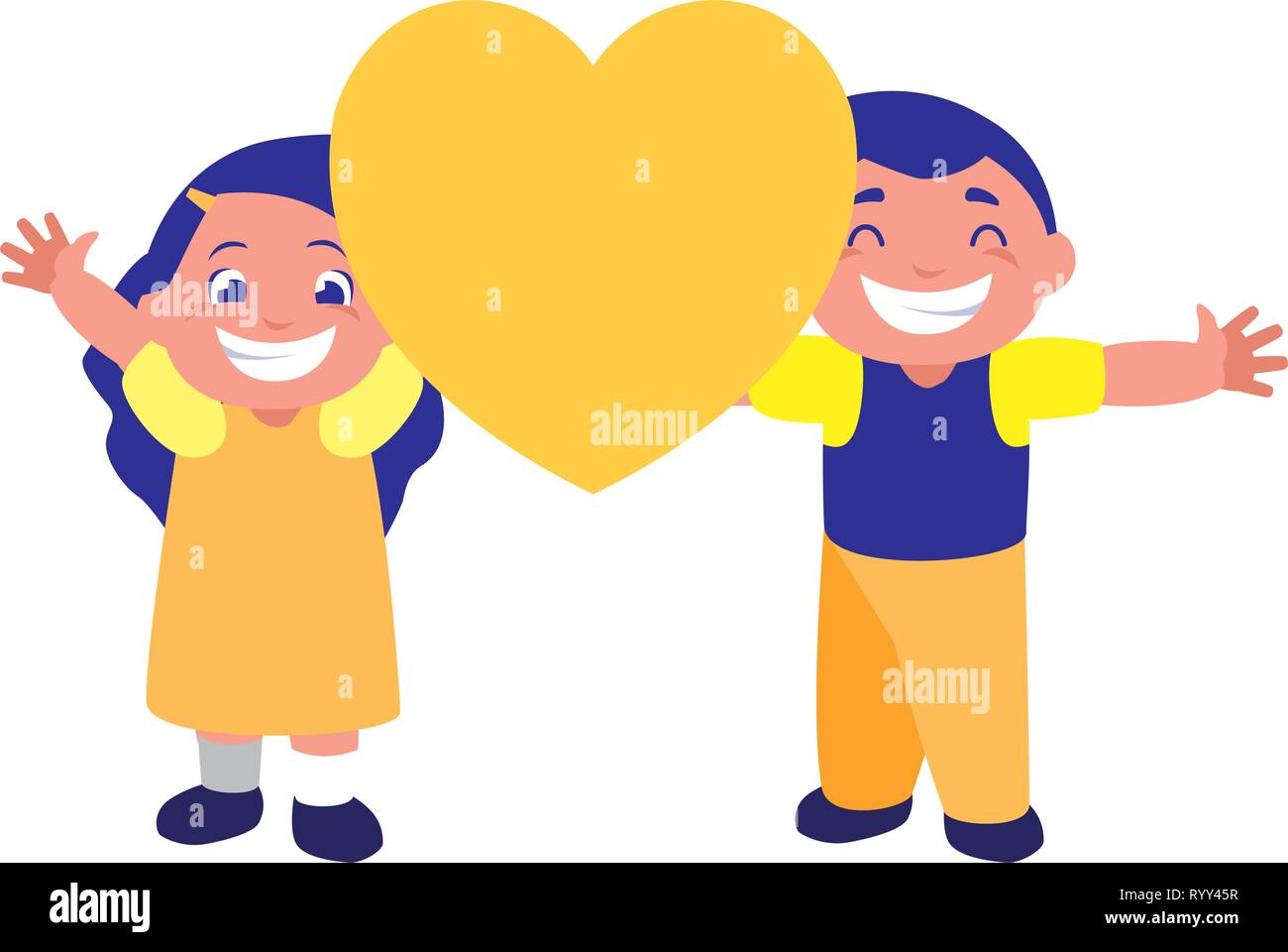 cute boy and girl holding heart vector illustration Stock Vector Image ...
