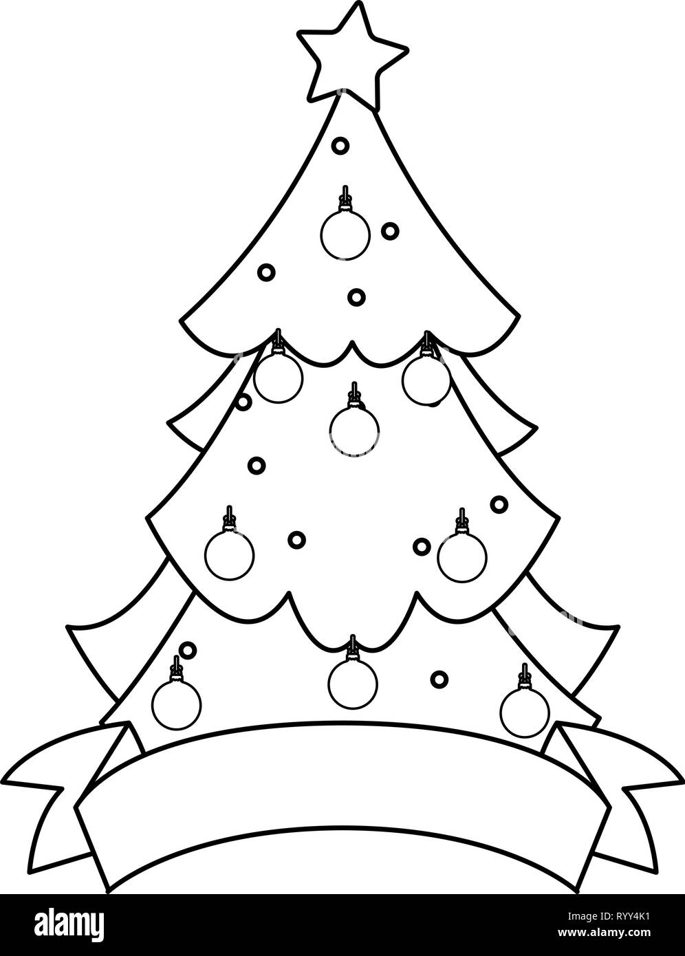 christmas tree ribbon on white background vector illustration Stock