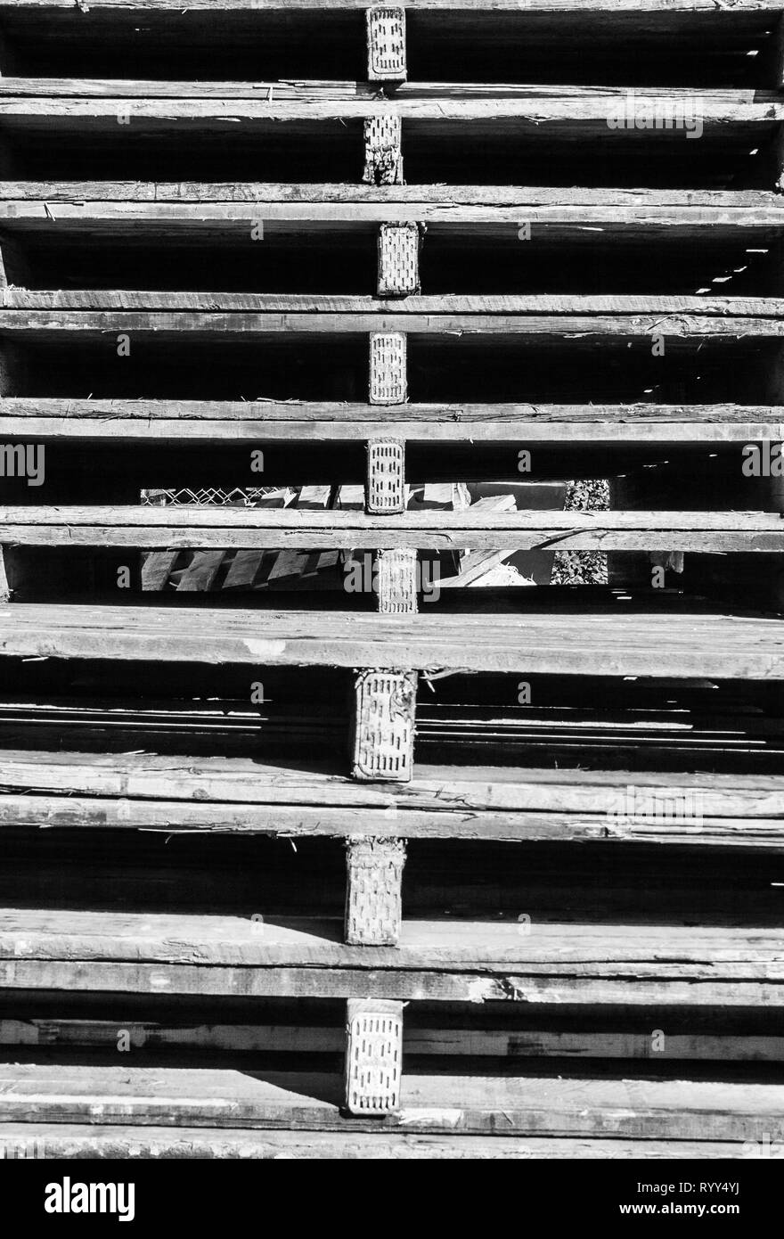 Timber Pallets stacked Stock Photo