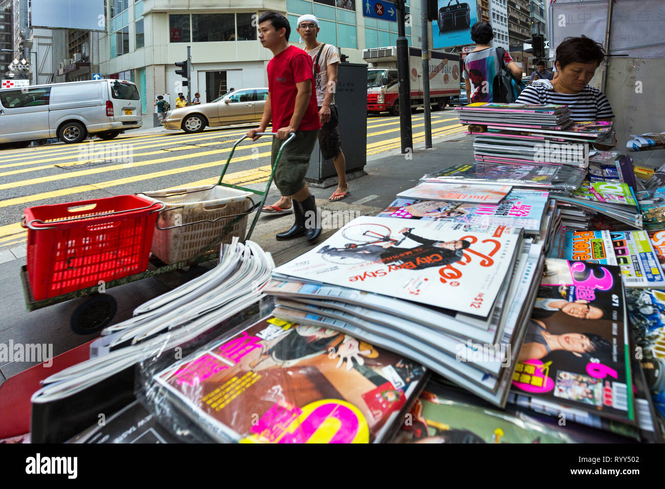 Newstand and magazines, Central,Hong Kong, SAR, China Stock Photo