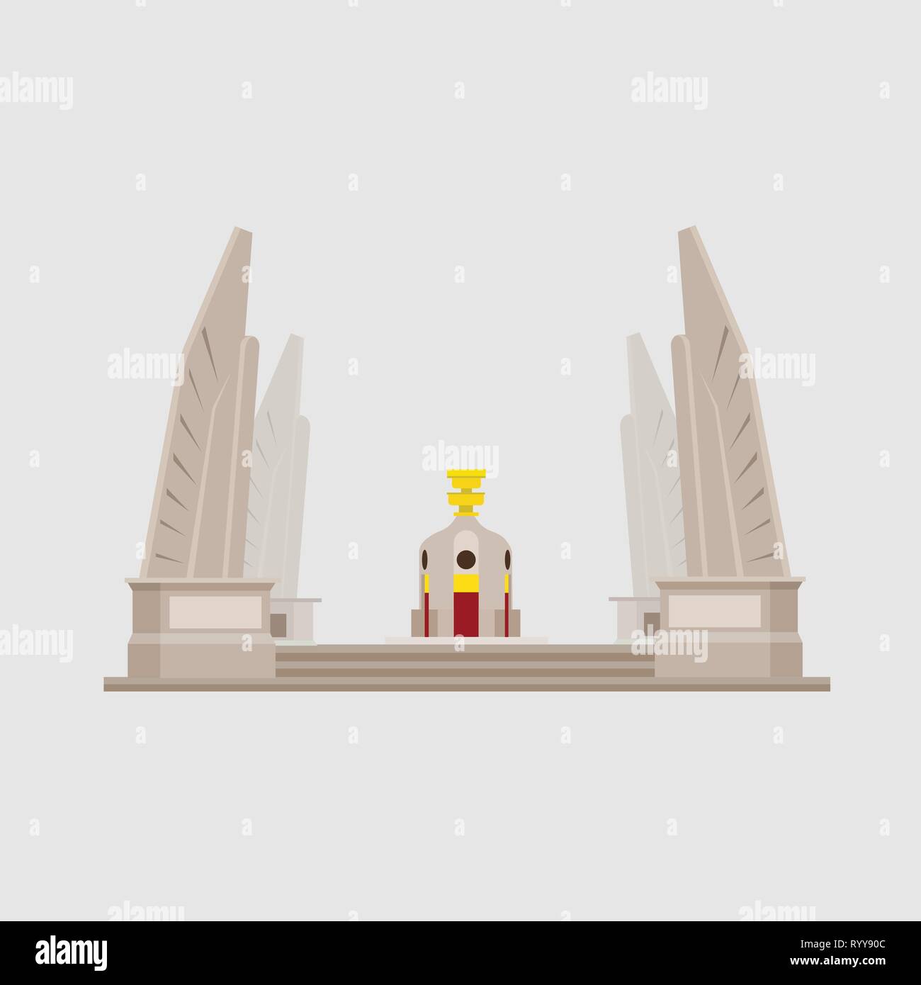 Thailand Monuments and Statues Objects Vector.Modern buiding icon Thailand; Stock Vector