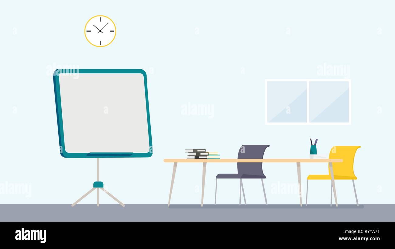 Interior of classroom with desk and blackboard Vector illustration ...
