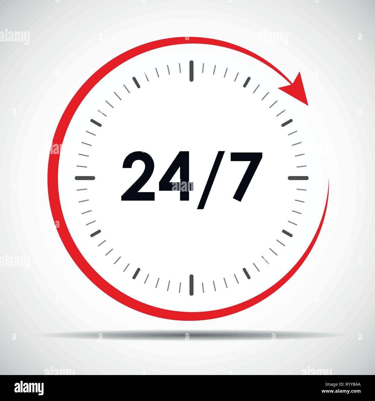 open 24 hours 7 days a week icon vector illustration EPS10 Stock Vector