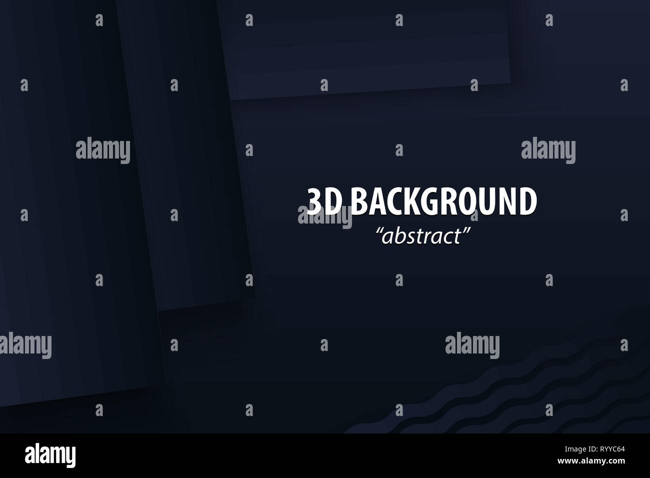 Dark black geometric background 3d paper cut Stock Vector