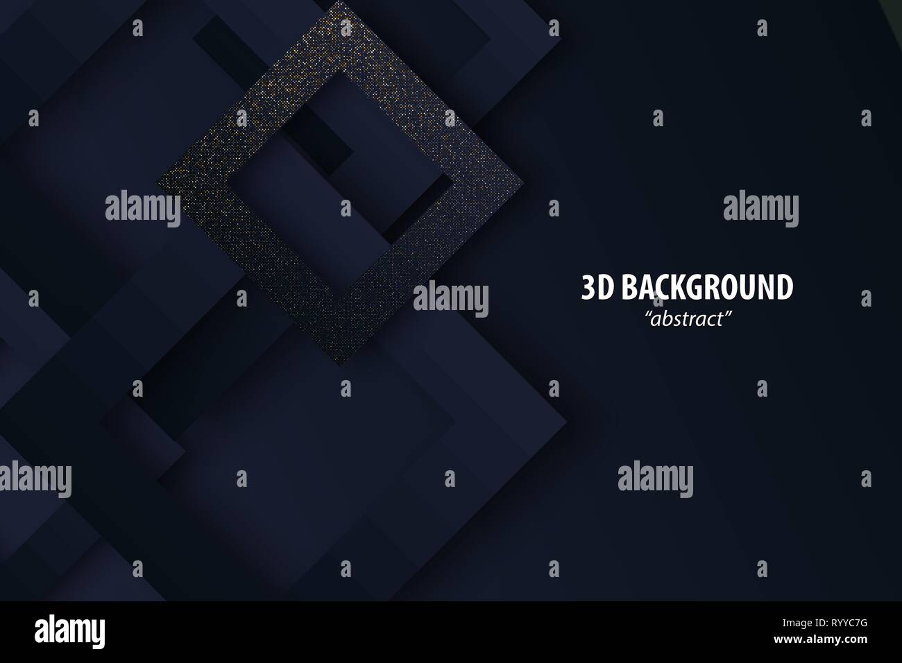 Dark black geometric background 3d paper cut Stock Vector