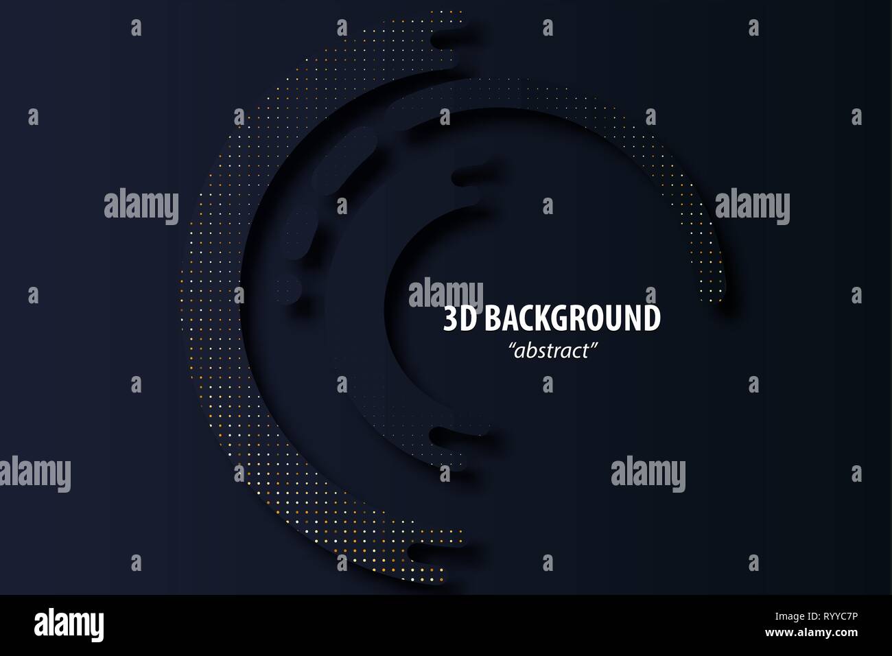 Dark black geometric background 3d paper cut Stock Vector