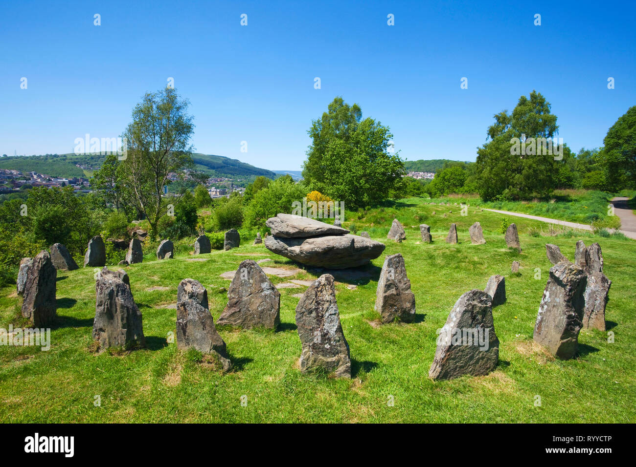 Ancient Gorsedd Stones, Pontypridd, Rhondda, South Wales, U.K Stock