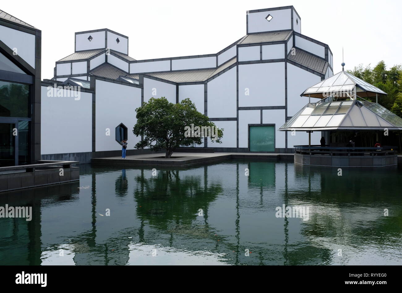 Suzhou Museum with Museum Garden and pavilion designed by architect I.M.Pei. Suzhou.Jiangsu Province.China Stock Photo