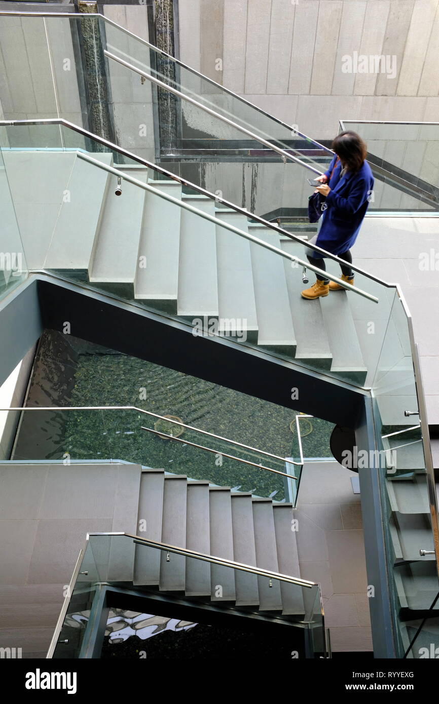 Freestanding main staircase of Suzhou Museum. the museum was designed by Chinese-American architect I.M.Pei. Suzhou. Jiangsu province. China Stock Photo