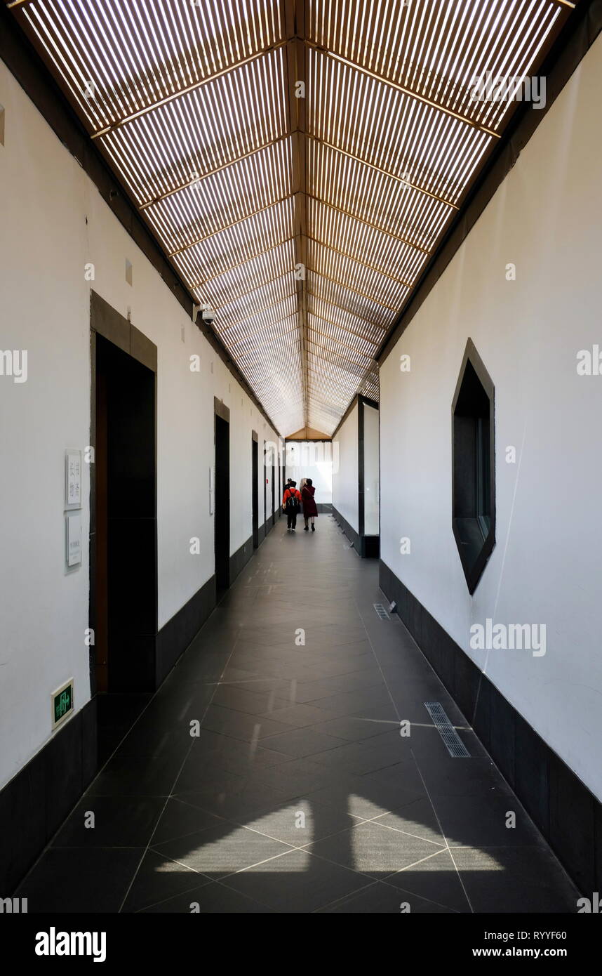 Hallway in Suzhou Museum, the museum is an architecture masterpiece designed by I.M.Pei in city of Suzhou. Jiangsu Province. China Stock Photo