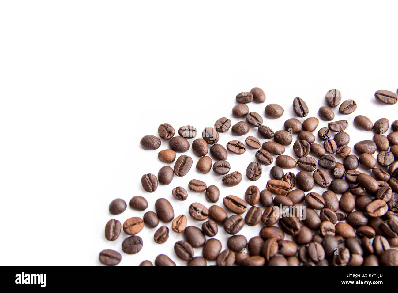 Roasted Coffee Beans isolated on white background for copy space Stock ...